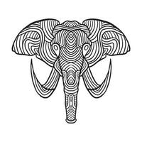 elefante animal garabato patrón para colorear página vector