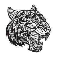 Tiger Animal Doodle Pattern Coloring Page vector