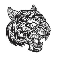 Tiger Animal Doodle Pattern Coloring Page vector