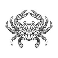 Crab Animal Doodle Pattern Coloring page vector