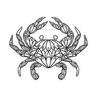 Crab Animal Doodle Pattern Coloring page vector