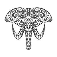 Elephant animal doodle pattern Coloring Page vector