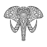 elefante animal garabato patrón para colorear página vector