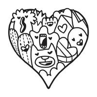 Heart Doodle Cute valentine Coloring Page vector