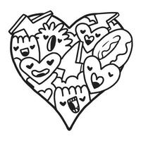 Heart Doodle Cute Valentine Coloring Page vector