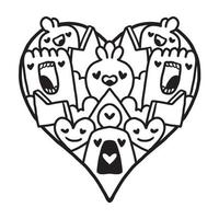 Heart Doodle Cute valentine coloring page vector