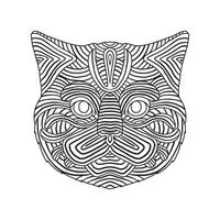 Cat Animal Doodle Pattern Coloring Page vector