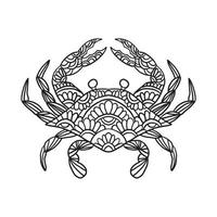 Crab Animal Doodle Pattern Coloring page vector