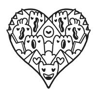 Heart Doodle Cute valentine coloring page vector