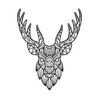 Deer Animal Doodle Pattern Coloring Page vector