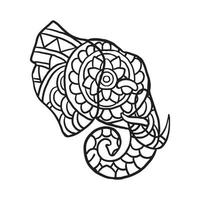 Elephant animal doodle pattern Coloring Page vector