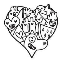 Heart Doodle Cute Valentine Coloring Page vector