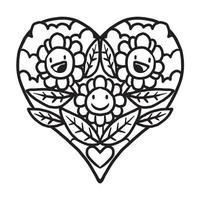 Heart doodle Cute Valentine Coloring Page vector