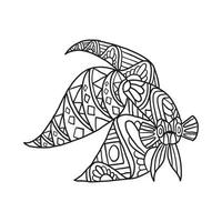 Betta Fish Doodle Pattern Coloring Page vector
