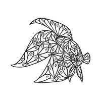 Betta Fish Doodle Pattern Coloring Page vector