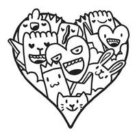 Heart Doodle Cute Valentine Coloring Page vector