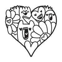 Heart Doodle Cute valentine coloring page vector