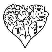 Heart doodle Cute Valentine Coloring Page vector