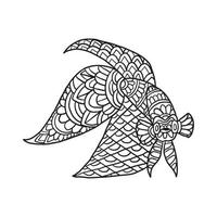 Betta Fish Doodle Pattern Coloring Page vector