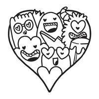 Heart doodle Cute Valentine Coloring Page vector