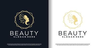 logotipo de belleza con vector premium de diseño creativo