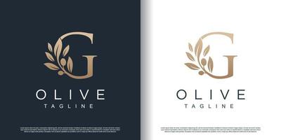 Olive logo icon with letter g concept Premium Vector