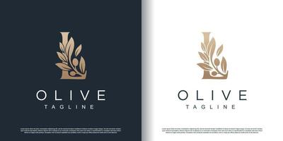 icono de logotipo de oliva con vector premium de concepto de letra l