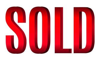 Text sold 3d icon for business vector