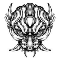 Japnese oni mask devil hand drawn illustration vector