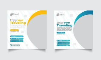 Travel Social Media Design Template vector