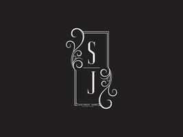 icono de vector de letra de logotipo de lujo único sj