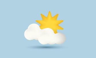 ilustración 3d icono pronóstico del tiempo nublado sol meteorológico vector