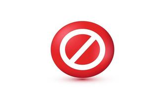 illustration icon 3d red  ban wrong sign interface isolated on background vector