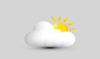 ilustración icono creativo 3d pronóstico del tiempo signo meteorológico sol nube aislado en el fondo vector