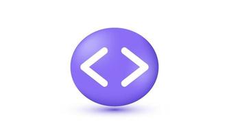 illustration icon 3d purple embed sign render interface button isolated on background