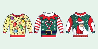 ilustración de decoración de suéter feo de vacaciones de navidad vector