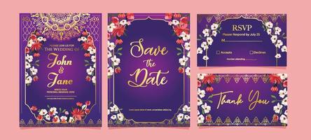 Indian Wedding Invitation Template in Purple Color vector