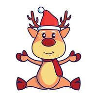 Cute Christmas reindeer illustration with white isolated background vector