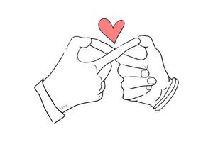 Two hands form a symbol of love and care. vector