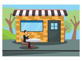 flat illustration of roadside coffee shop. Suitable for Diagrams, Infographics, And Other Graphic assets vector