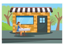 flat illustration of roadside coffee shop. Suitable for Diagrams, Infographics, And Other Graphic assets vector