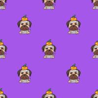 Cartoon dog with halloween costume seamless pattern background vector