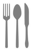 símbolo de icono de cuchara, tenedor y cuchillo para logotipo, pictograma, sitio web, aplicación o elemento de diseño gráfico. formato png