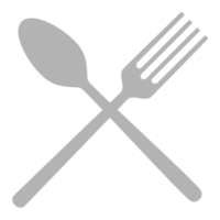 símbolo de icono de cuchara, tenedor y cuchillo para logotipo, pictograma, sitio web, aplicación o elemento de diseño gráfico. formato png