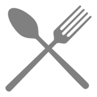 símbolo de icono de cuchara, tenedor y cuchillo para logotipo, pictograma, sitio web, aplicación o elemento de diseño gráfico. formato png