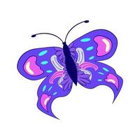 Y2k butterfly in abstract style on white background. Flower power. Y2k aesthetic. Vector illustration design. 90s, 00s butterfly isolated