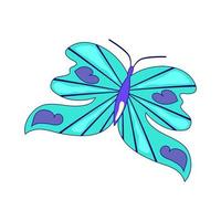 Y2k butterfly in abstract style on white background. Flower power. Y2k aesthetic. Vector illustration design. 90s, 00s butterfly isolated