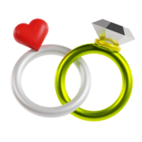 Ilustración 3d de un anillo de amor sobre un fondo transparente png