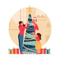 Decorating Christmas Tree Concept vector