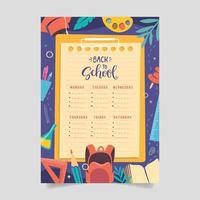 Back to school time table template vector